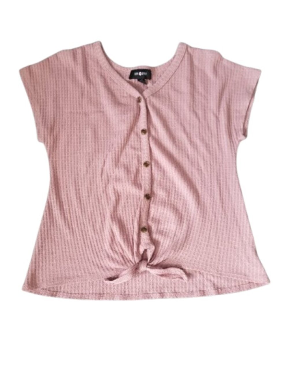 💚3/$15 Amy Byer Pink Tie Front Blouse Junior Large (14)